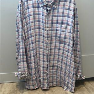 Men's Blue and Red Plaid Shirt